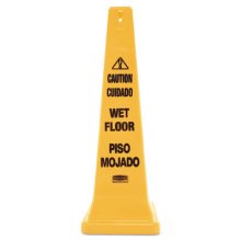 Multilingual Wet Floor Safety Cone, 12.25 x 12.25 x 36