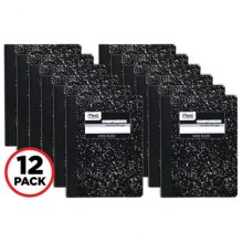 Square Deal Composition Book, 3 Subject, Wide/Legal Rule, Black Cover, 9.75 x 7.5, 100 Sheets, 12/Pack
