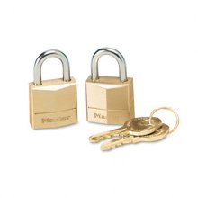 Three-Pin Brass Tumbler Locks, 3/4" Wide, 2 Locks and 2 Keys, 2/Pack