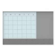 3N1 Magnetic Glass Dry Erase Combo Board, 36 x 24, Month View, White Surface and Frame