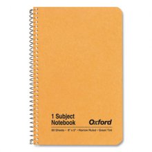 One-Subject Notebook, Narrow Rule, Natural Kraft Cover, 8 x 5, 80 Sheets