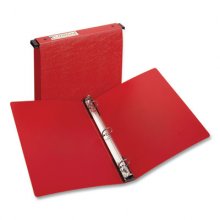 Hanging Storage Flexible Non-View Binder with Round Rings, 3 Rings, 1" Capacity, 11 x 8.5, Red