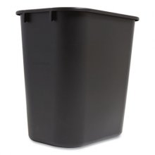 Open Top Indoor Trash Can, Plastic, 7 gal, Black