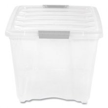 Stack and Pull Latching Flat Lid Storage Box, 13.5 gal, 22" x 16.5" x 13.03", Clear