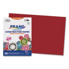 Construction Paper, 58 lb Text Weight, 12 x 18, Holiday Red, 50/Pack