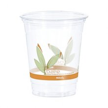 Bare Eco-Forward RPET Cold Cups, 12 oz to 14 oz, Leaf Design, Clear, Squat, 50/Pack