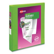 Durable View Binder with DuraHinge and Slant Rings, 3 Rings, 1" Capacity, 11 x 8.5, Bright Green