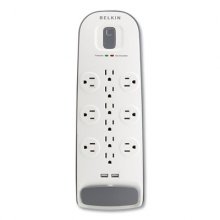 Home/Office Surge Protector, 12 Outlets, 6 ft Cord, 3996 Joules, White/Black