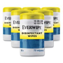 Disinfectant Wipes, 7 x 7, Lemon, 75/Canister, 6/Carton