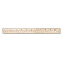 Three-Hole Punched Wood Ruler English and Metric With Metal Edge, 12" Long